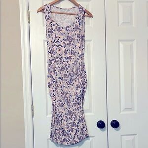Floral Sleeveless Maternity Dress - Cream and Purple